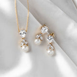 Pearl and Crystal CZ Pendant Necklace Set - Necklace Set - Cassandra Lynne