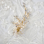 Pearl and Crystal Spray Wedding Hair Clip - Hair Clips - Cassandra Lynne