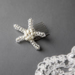 Pearl and Crystal Starfish Hair Comb - Hair Comb - Cassandra Lynne