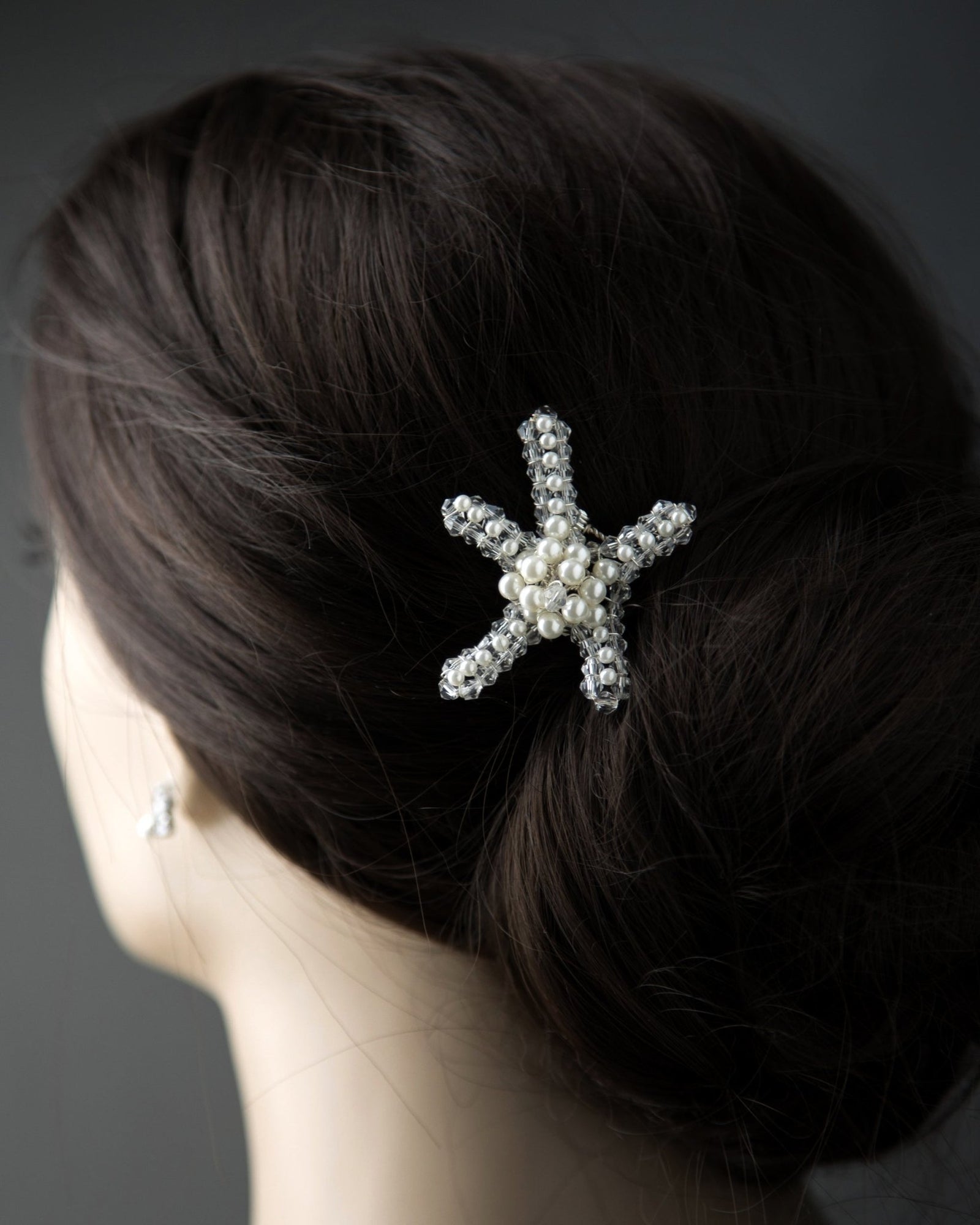 Pearl and Crystal Starfish Hair Comb - Hair Comb - Cassandra Lynne