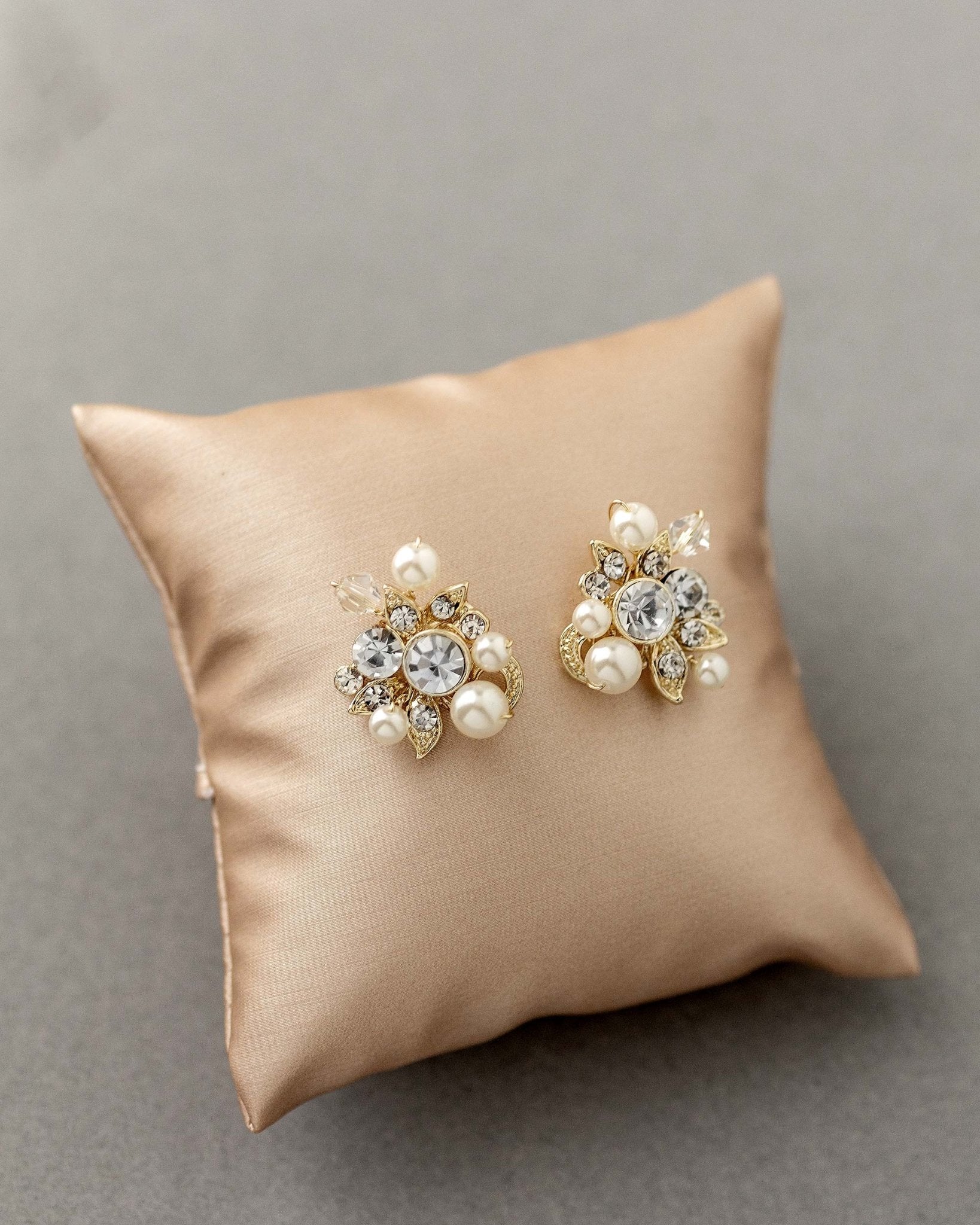 Pearl and Crystal Stud Earrings - Earrings - Cassandra Lynne