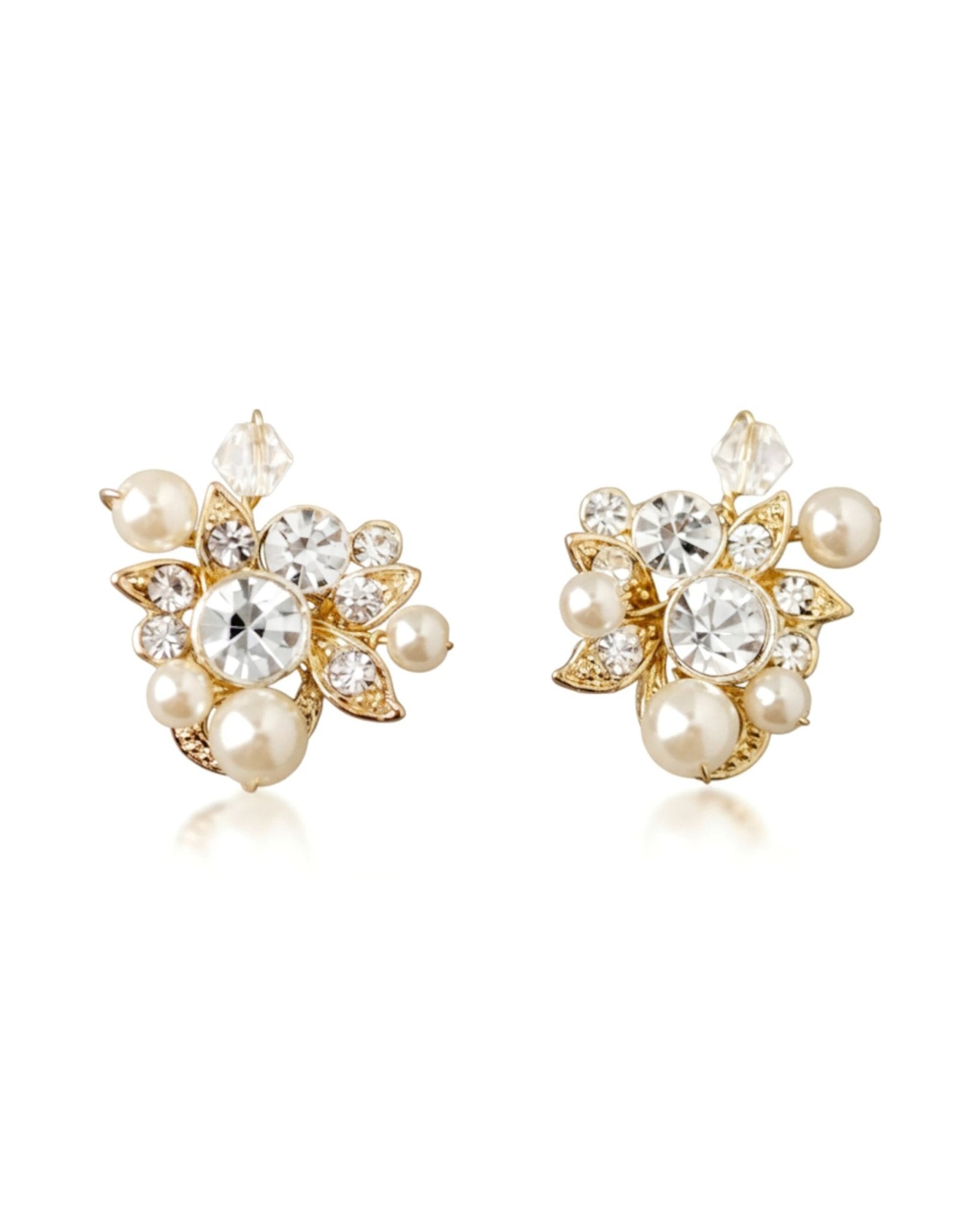 Pearl and Crystal Stud Earrings - Earrings - Cassandra Lynne