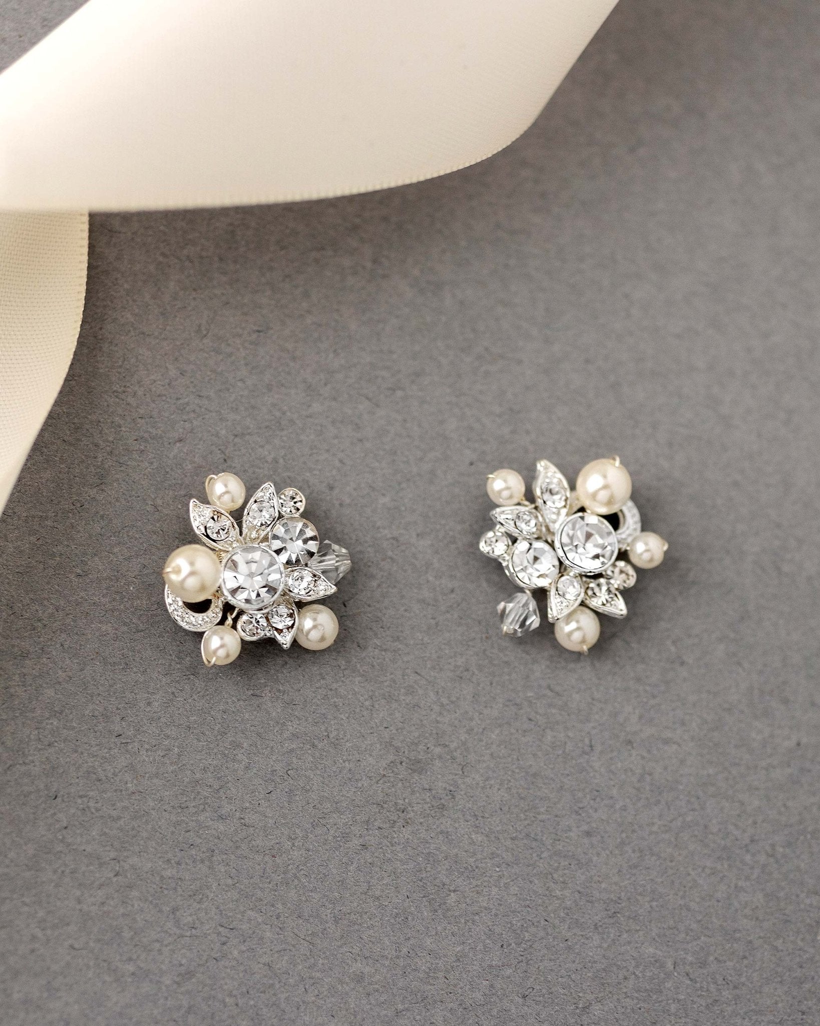 Pearl and Crystal Stud Earrings - Earrings - Cassandra Lynne