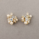 Pearl and Crystal Stud Earrings - Earrings - Cassandra Lynne