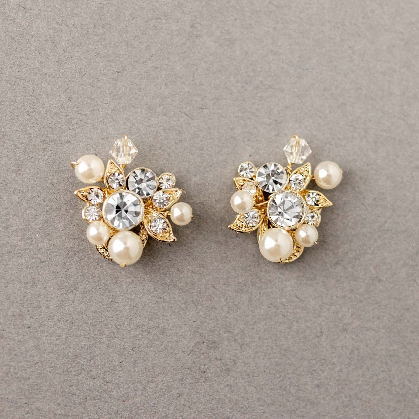 Pearl and Crystal Stud Earrings - Earrings - Cassandra Lynne