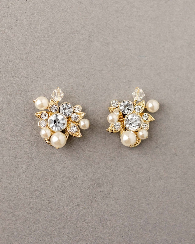 Pearl and Crystal Stud Earrings - Earrings - Cassandra Lynne