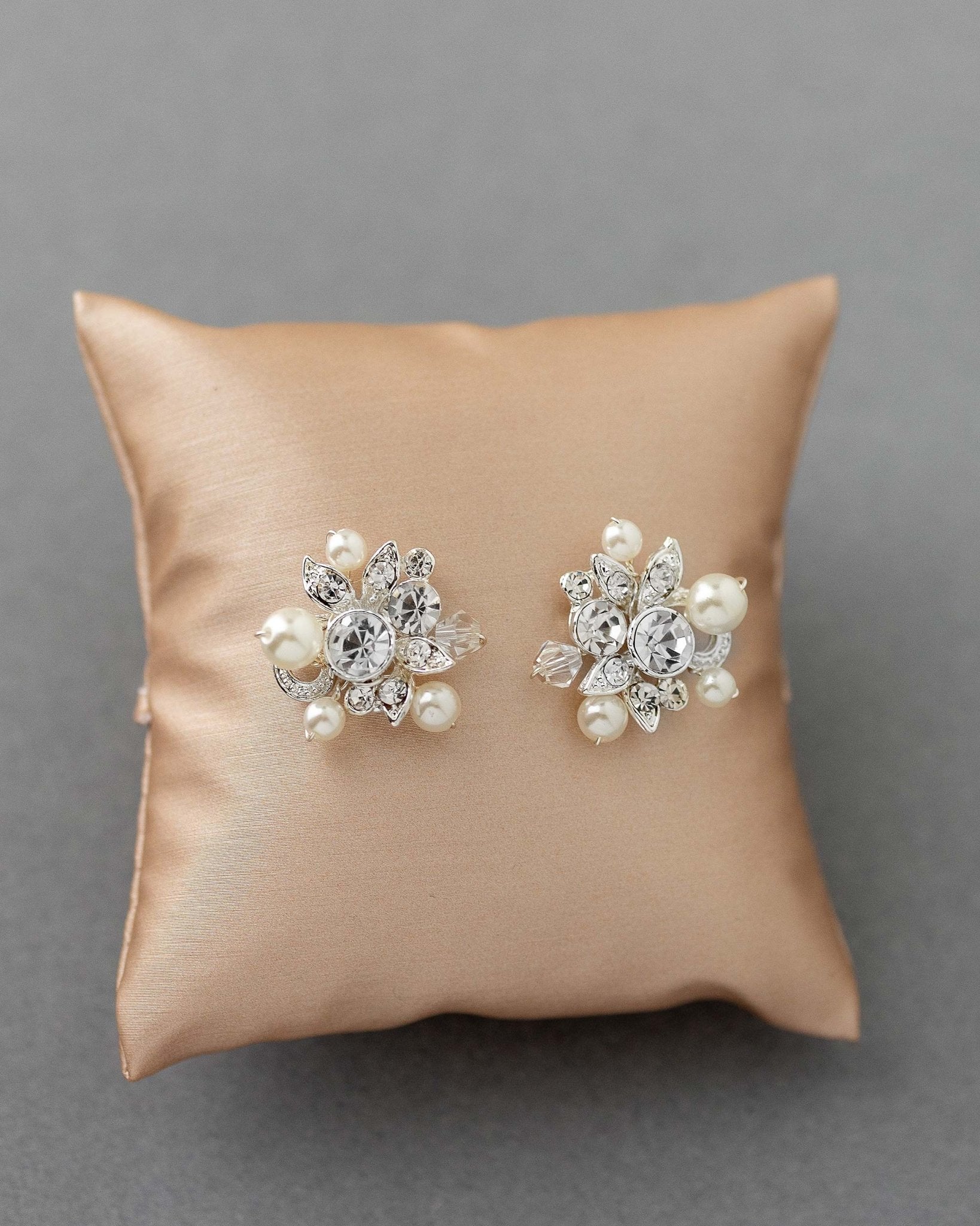 Pearl and Crystal Stud Earrings - Earrings - Cassandra Lynne