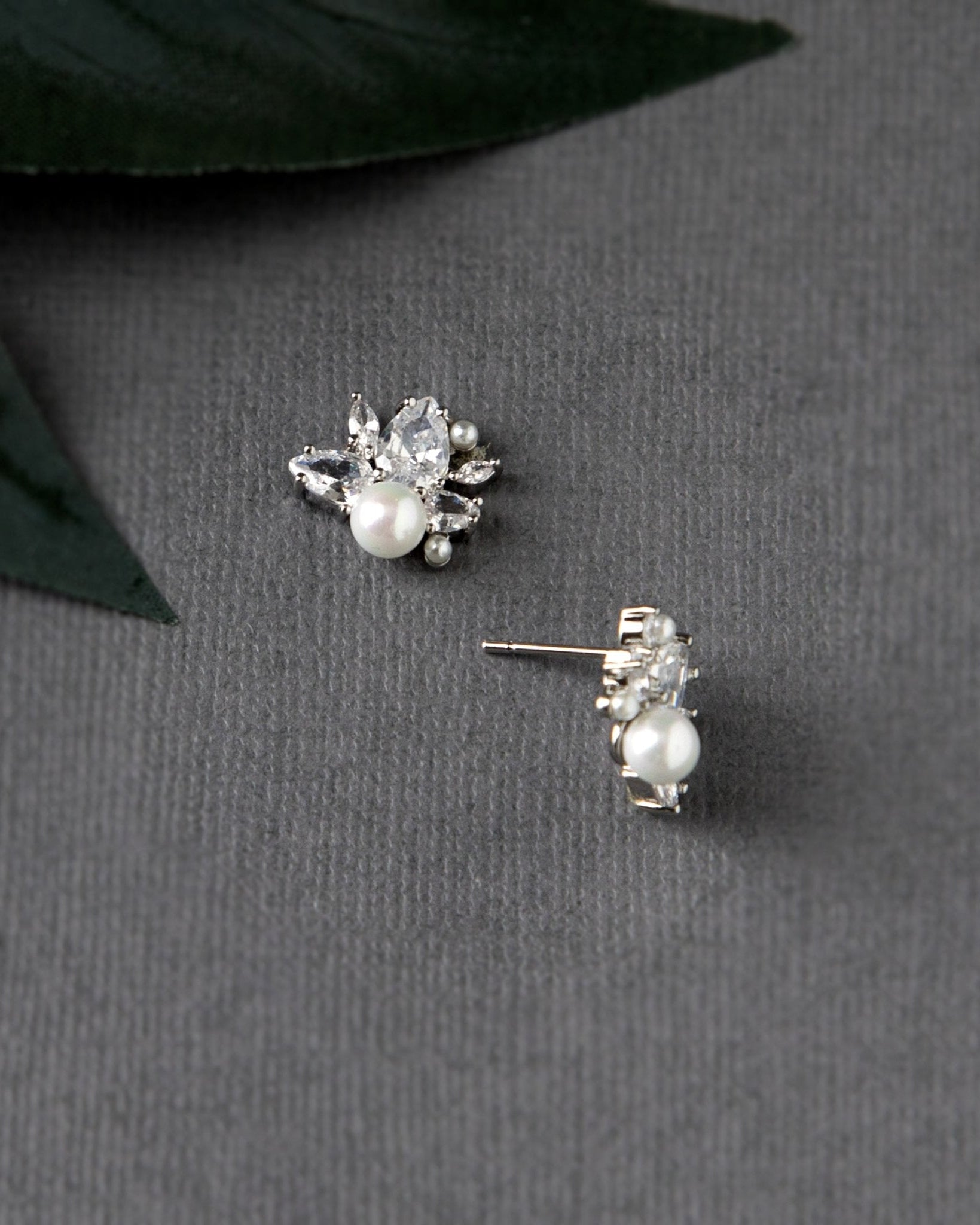 Pearl and CZ Cluster Stud Earrings - Earrings - Cassandra Lynne