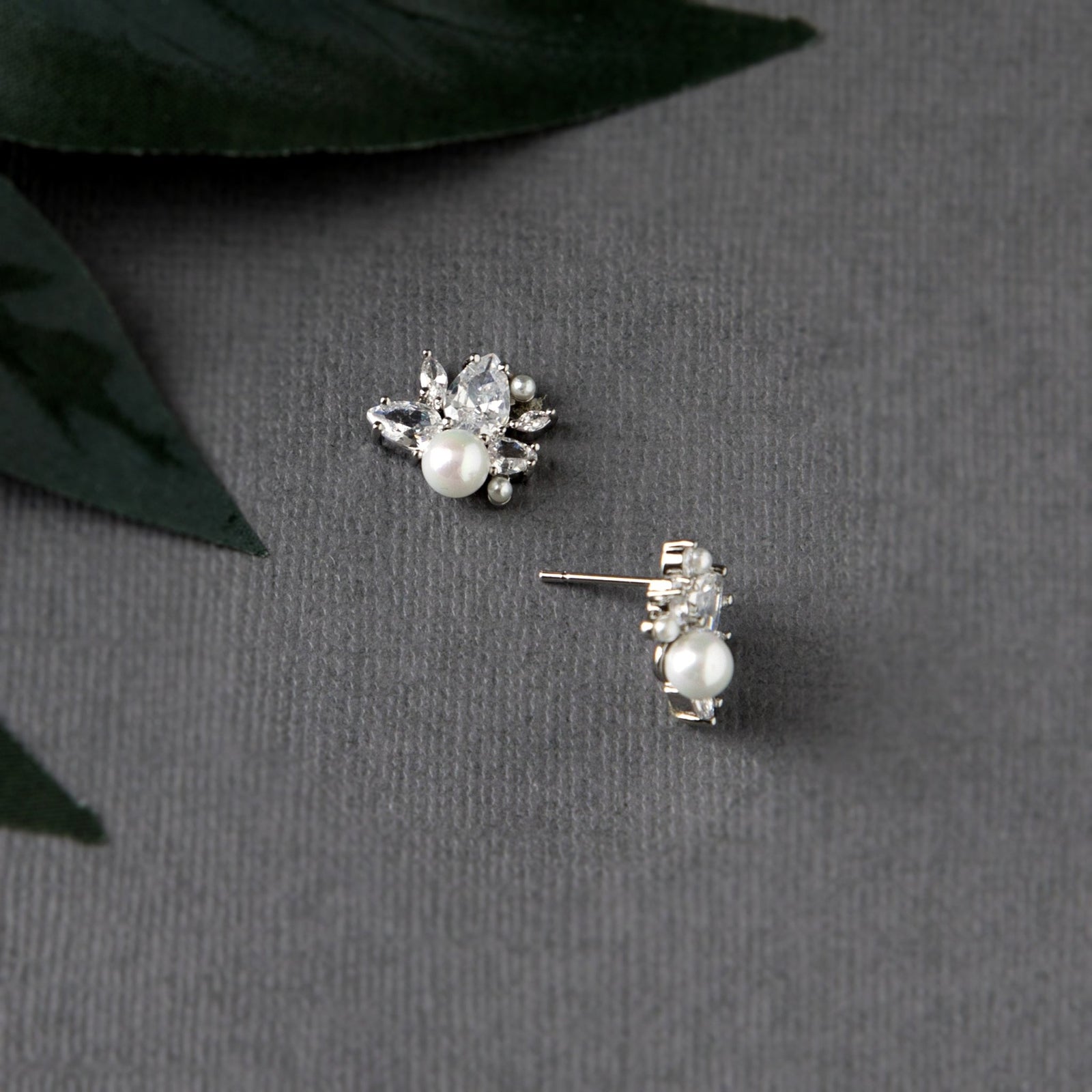 Pearl and CZ Cluster Stud Earrings - Earrings - Cassandra Lynne