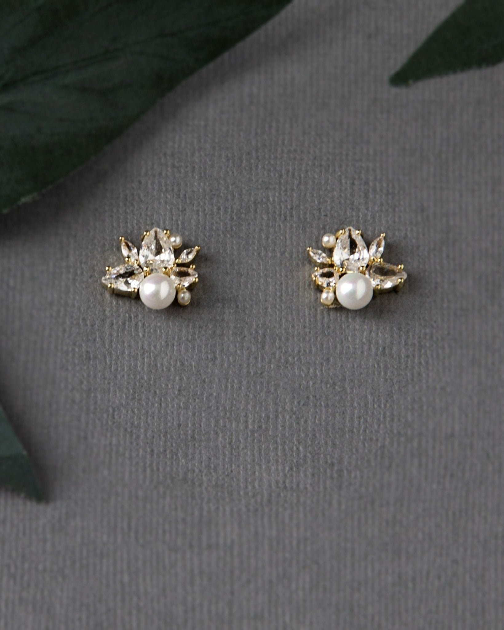 Pearl and CZ Cluster Stud Earrings - Earrings - Cassandra Lynne