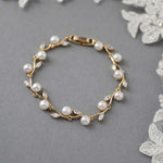 Pearl and CZ Leaves Bracelet - Bracelet - Cassandra Lynne