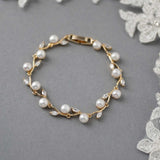 Pearl and CZ Leaves Bracelet - Bracelet - Cassandra Lynne