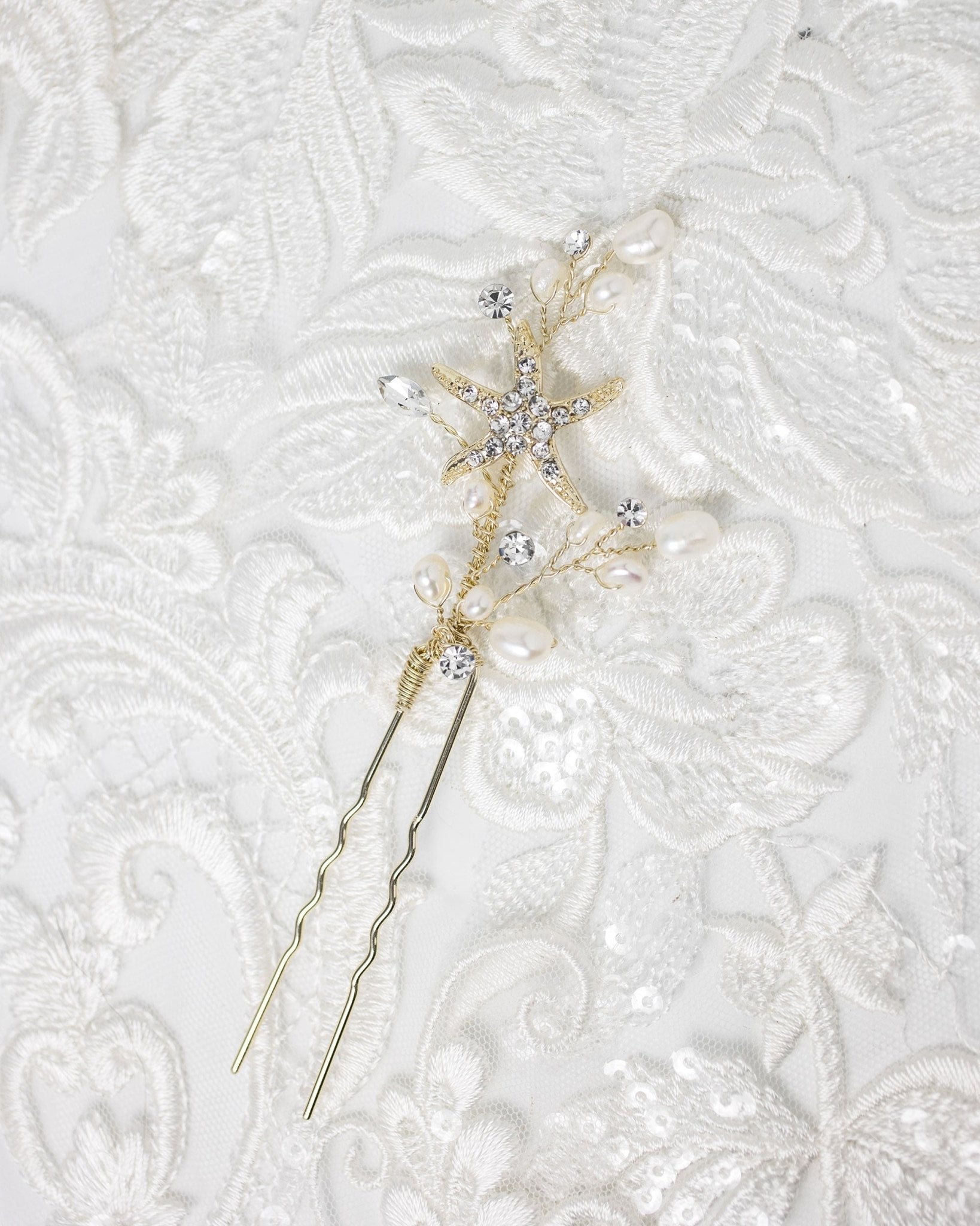 Pearl and Starfish Beach Hair Pin - Hair Pins - Cassandra Lynne