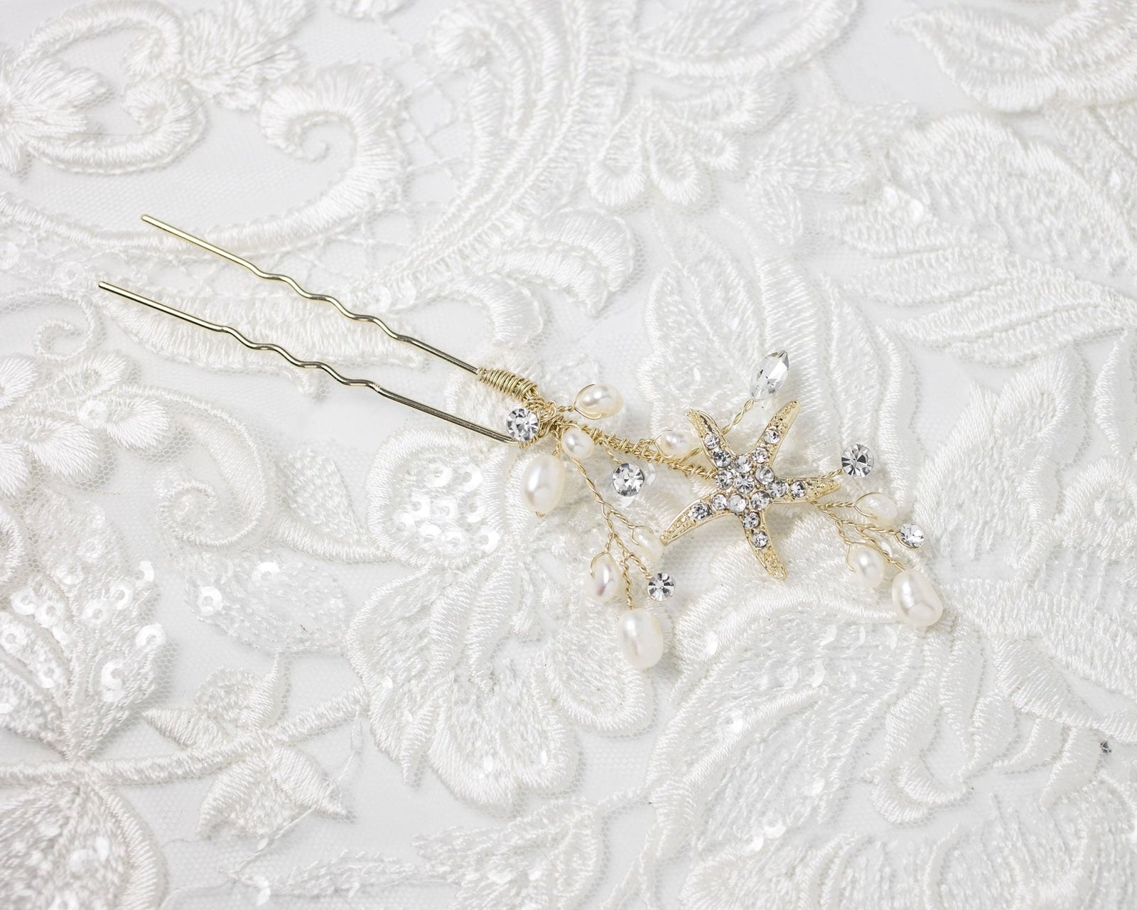 Pearl and Starfish Beach Hair Pin - Hair Pins - Cassandra Lynne
