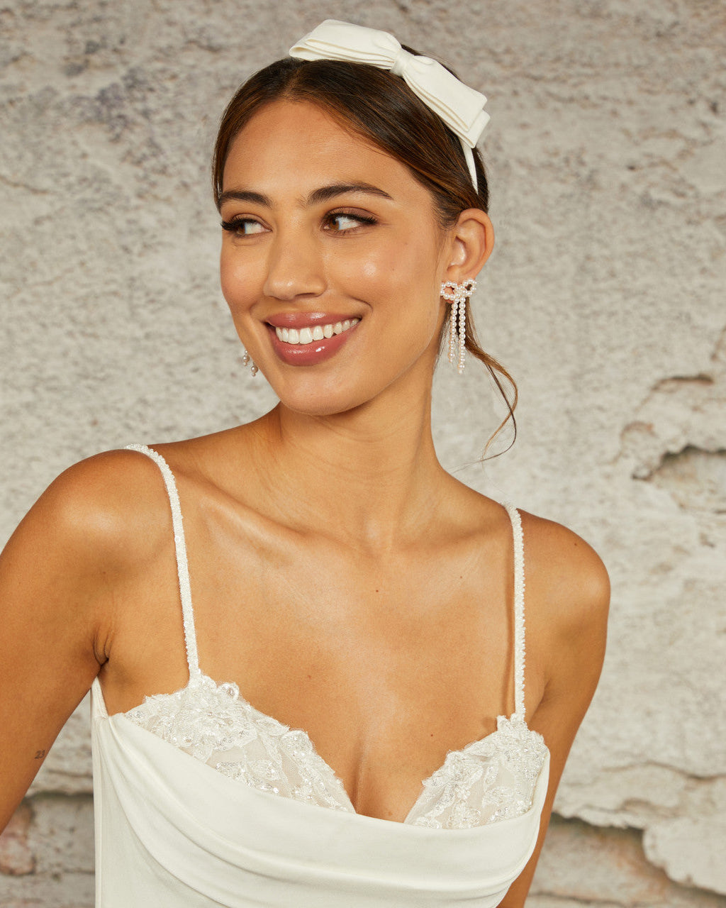 Ivory Pearl Bow Earrings - Cassandra Lynne