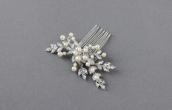 Decorative Hair Comb of Marquise Vines and Pearls