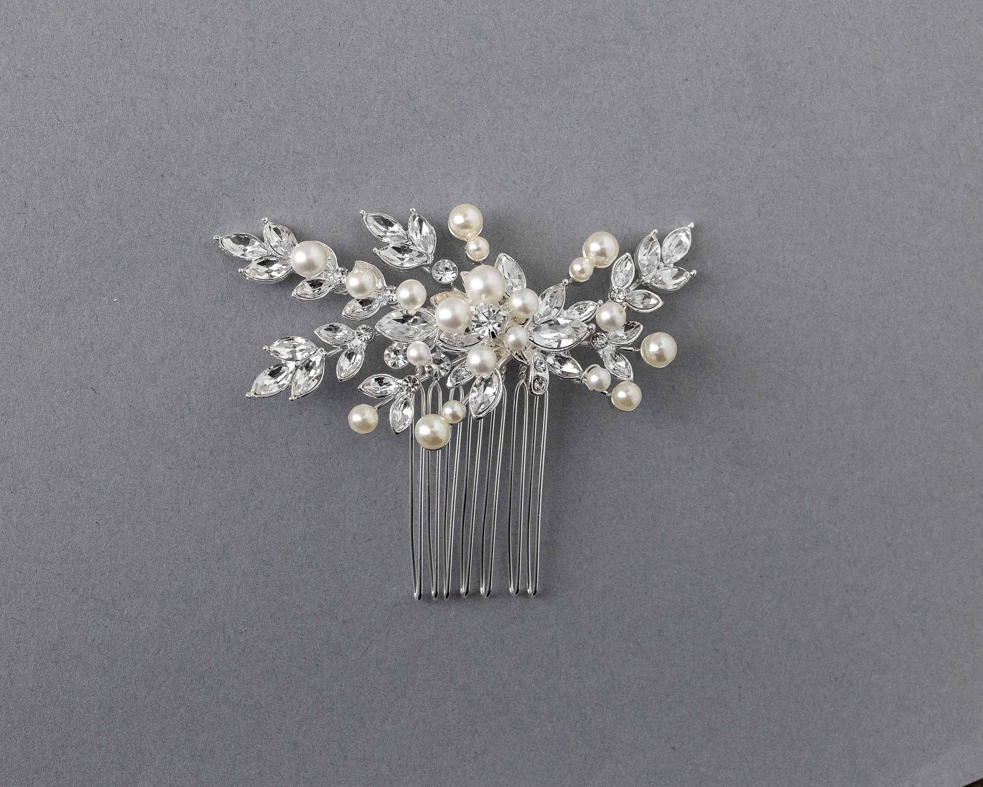 Decorative Hair Comb of Marquise Vines and Pearls - Cassandra Lynne