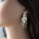 Pearl Chandelier Earrings with CZ Jewels - Earrings - Cassandra Lynne