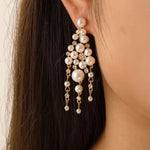 Pearl Chandelier Earrings with CZ Jewels - Earrings - Cassandra Lynne