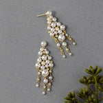Pearl Chandelier Earrings with CZ Jewels - Earrings - Cassandra Lynne