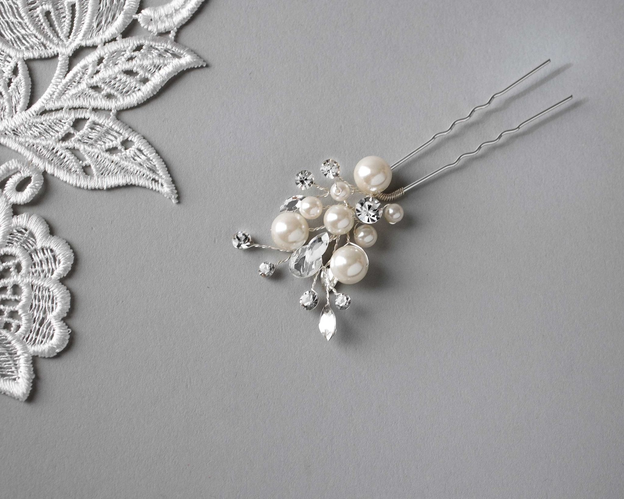 Pearl Cluster Hairpin for the Bride - Hair Pins - Cassandra Lynne