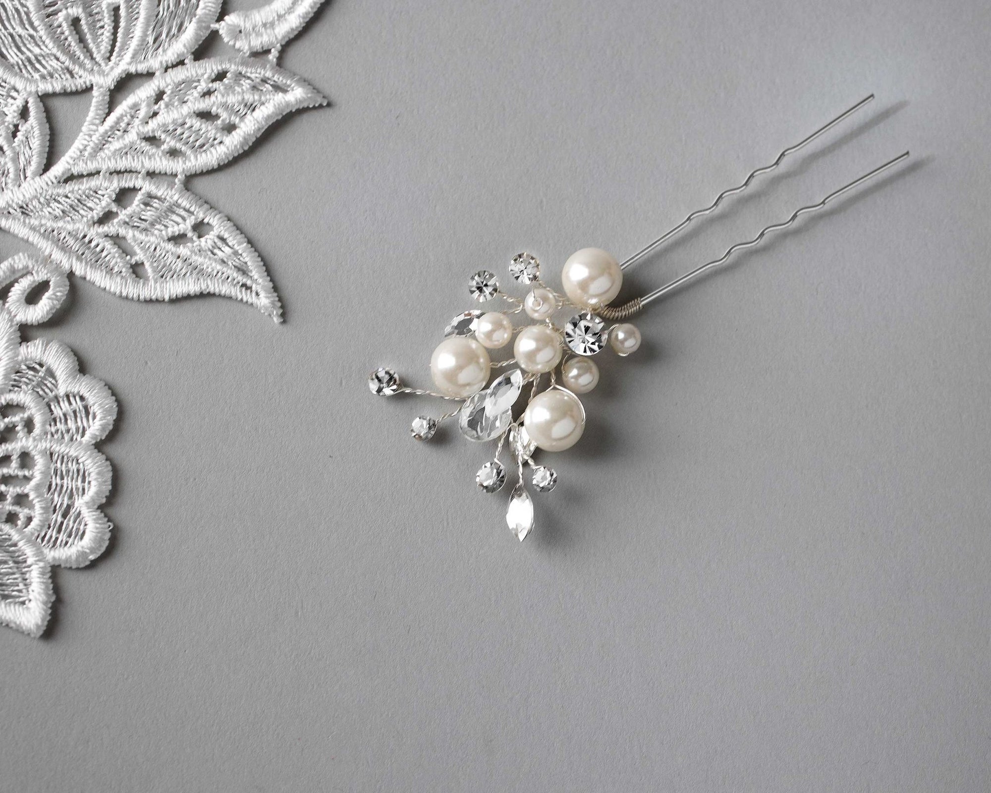 Pearl Cluster Hairpin for the Bride - Hair Pins - Cassandra Lynne