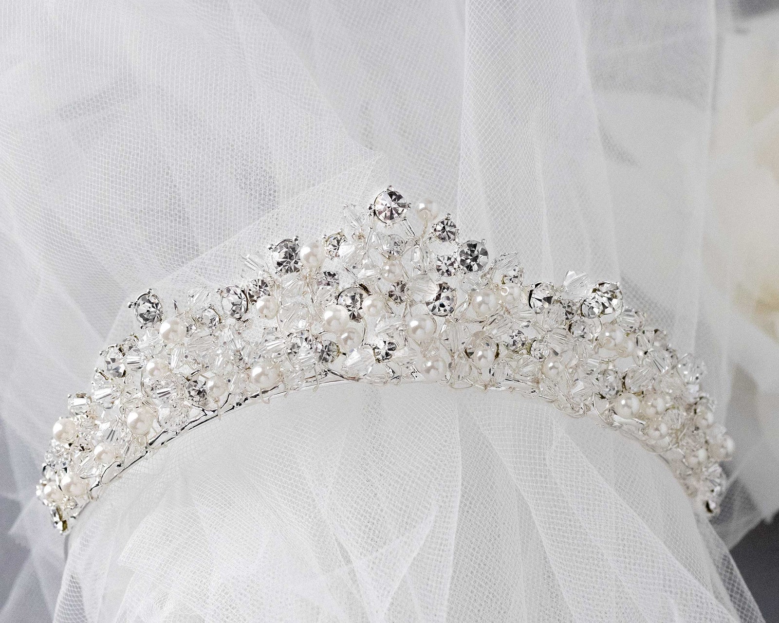 Bridal Tiara with Crystals Pearls and Rhinestones