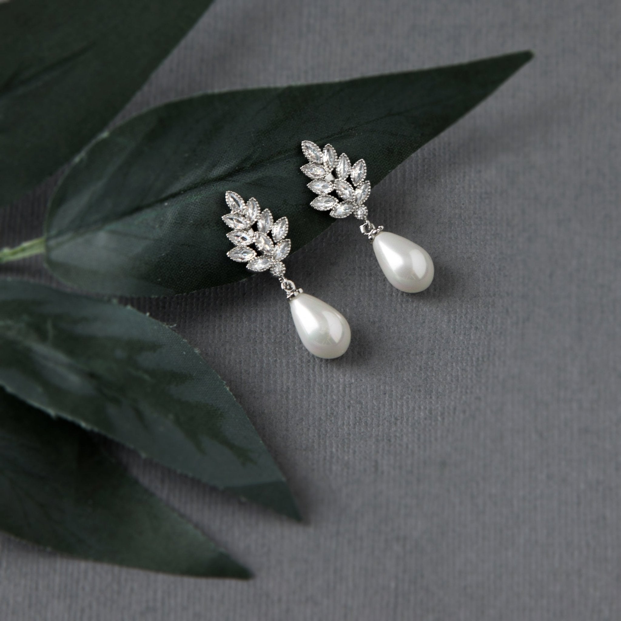 Pearl Drop CZ Clip - On Earrings - Earrings - Cassandra Lynne