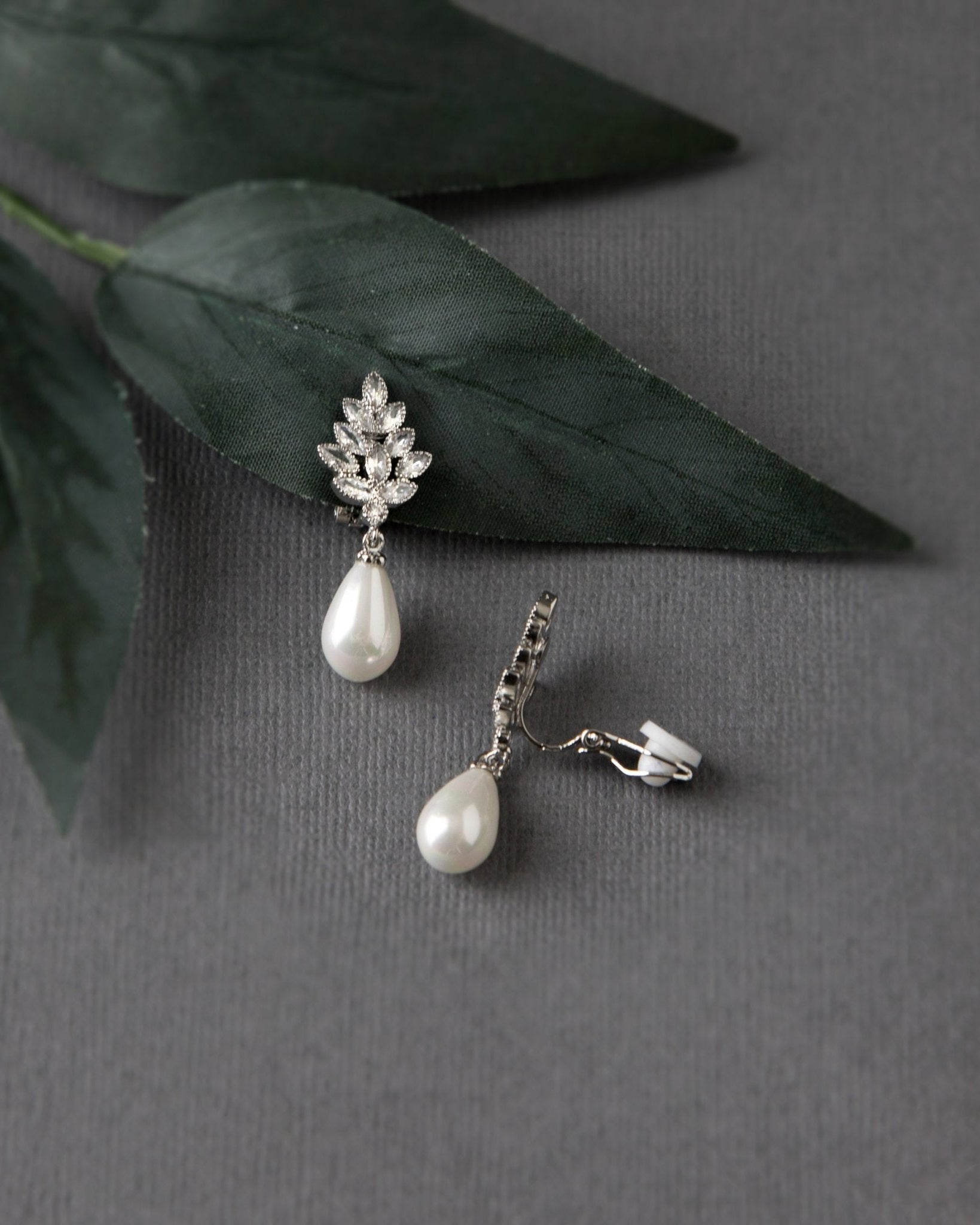 Pearl Drop CZ Clip - On Earrings - Earrings - Cassandra Lynne