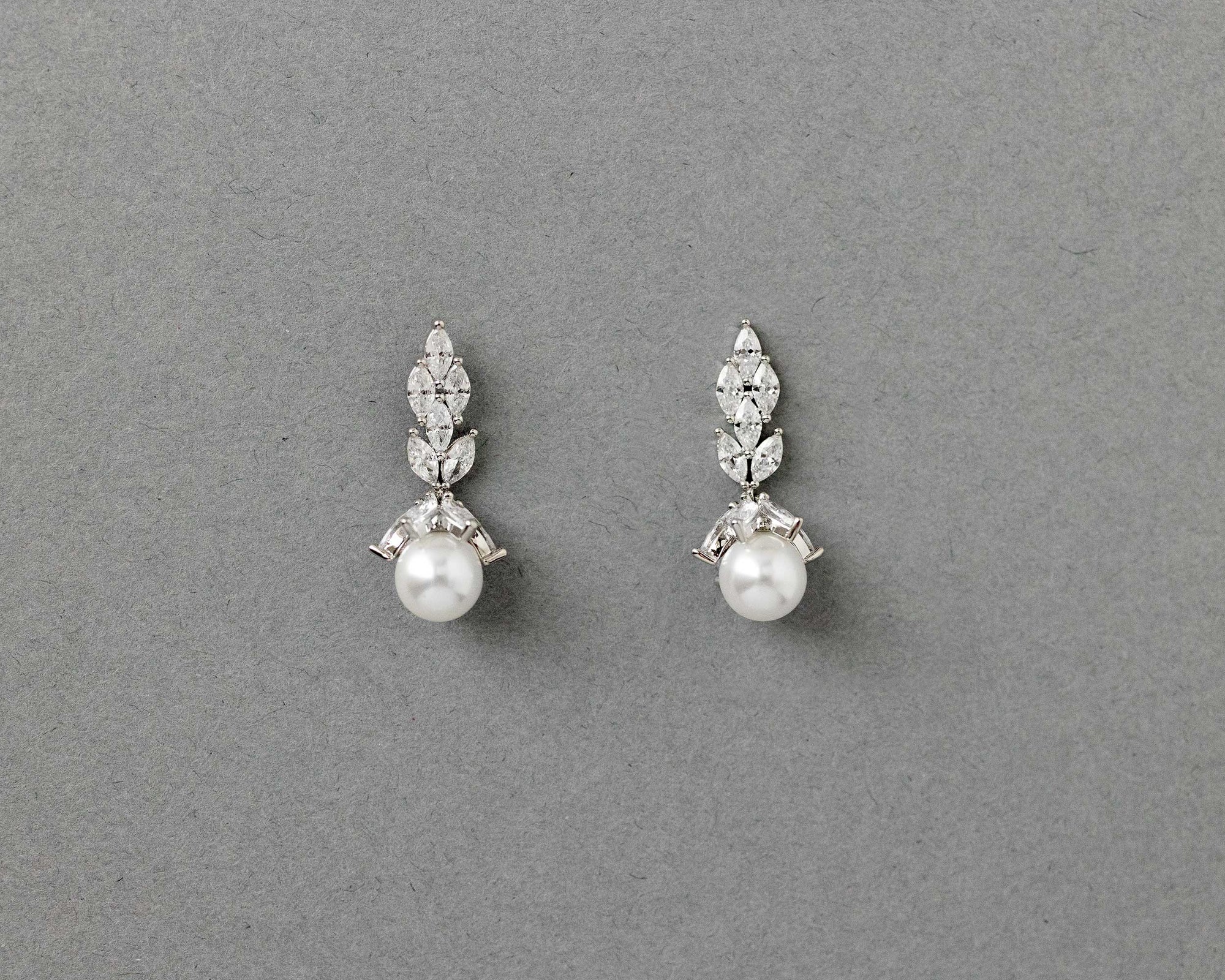 Vintage Styles Pearl Drop CZ Bridal Earrings - Cassandra Lynne