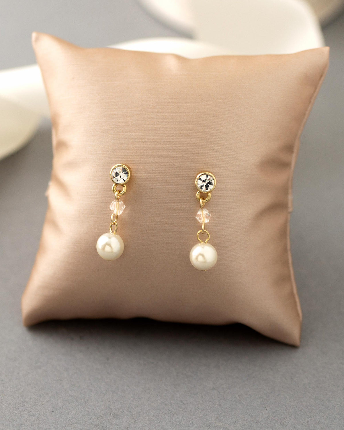 Simple Round Pearl Drop Earrings Gold - Cassandra Lynne