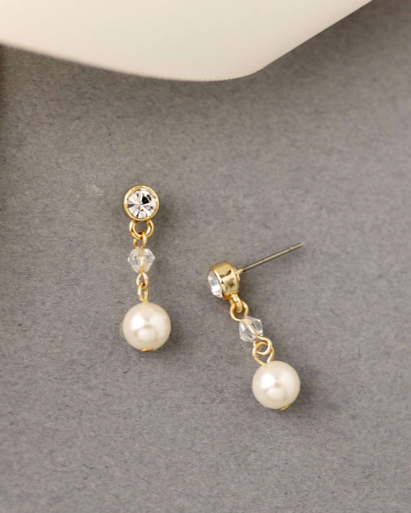 Simple Round Pearl Drop Earrings Gold - Cassandra Lynne