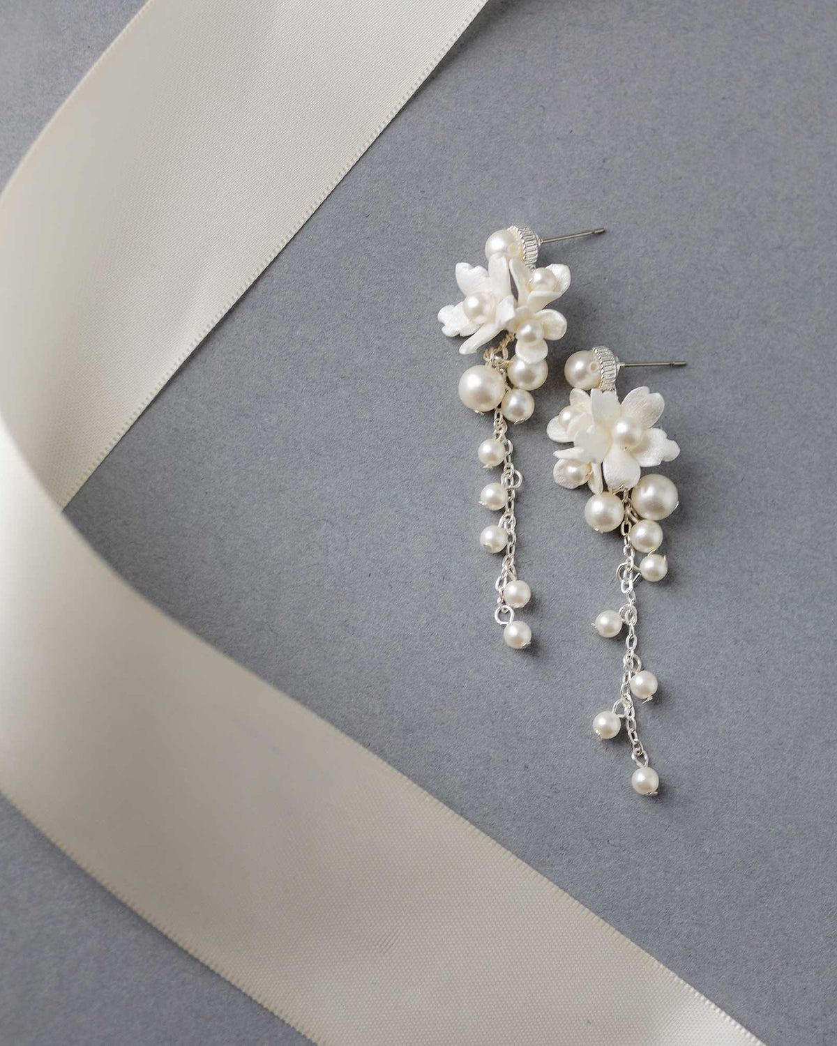 Porcelain Flower Cluster Dangle Pearl Earrings - Cassandra Lynne