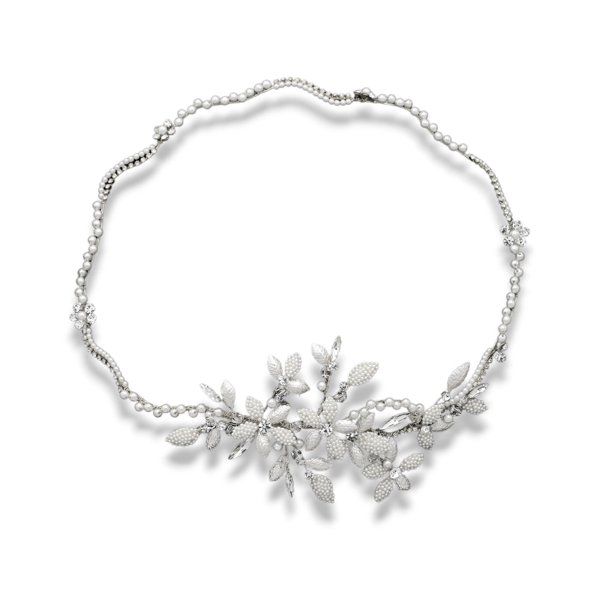 Pearled Petal Leaves Bridal Halo - Cassandra Lynne