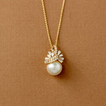 Pearl and CZ Wedding Jewelry Pendant Set