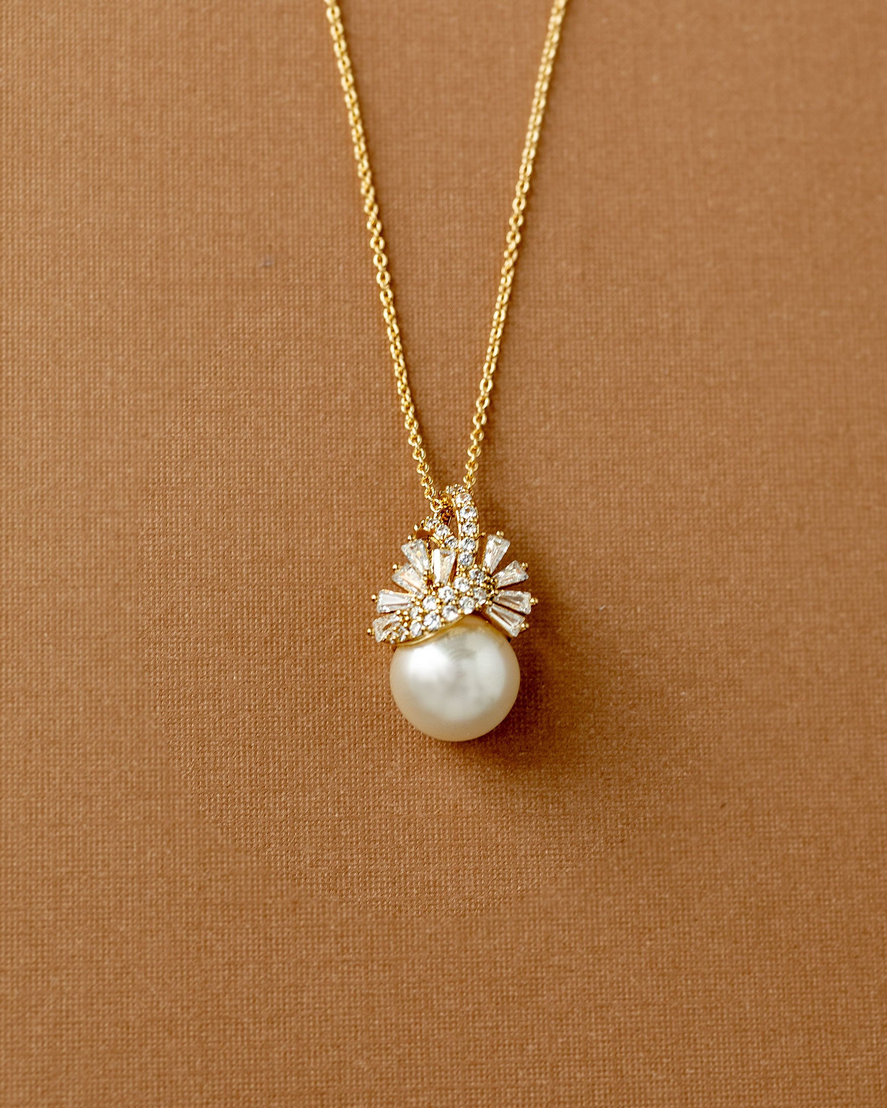 Pearl and CZ Wedding Jewelry Pendant Set