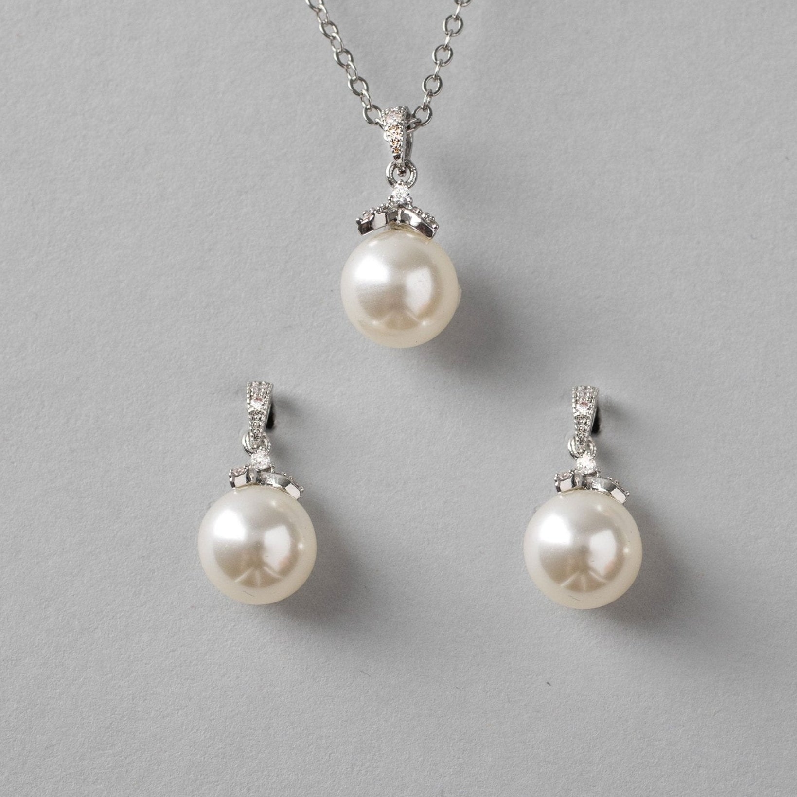 Pearl Pendant Necklace and Earrings Set - Necklace Set - Cassandra Lynne