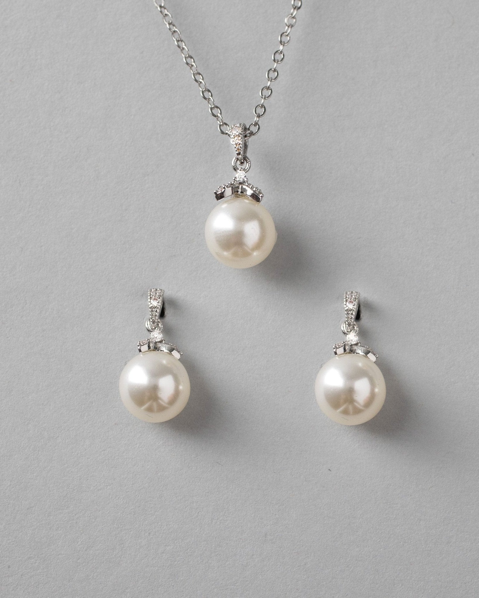Pearl Pendant Necklace and Earrings Set - Necklace Set - Cassandra Lynne