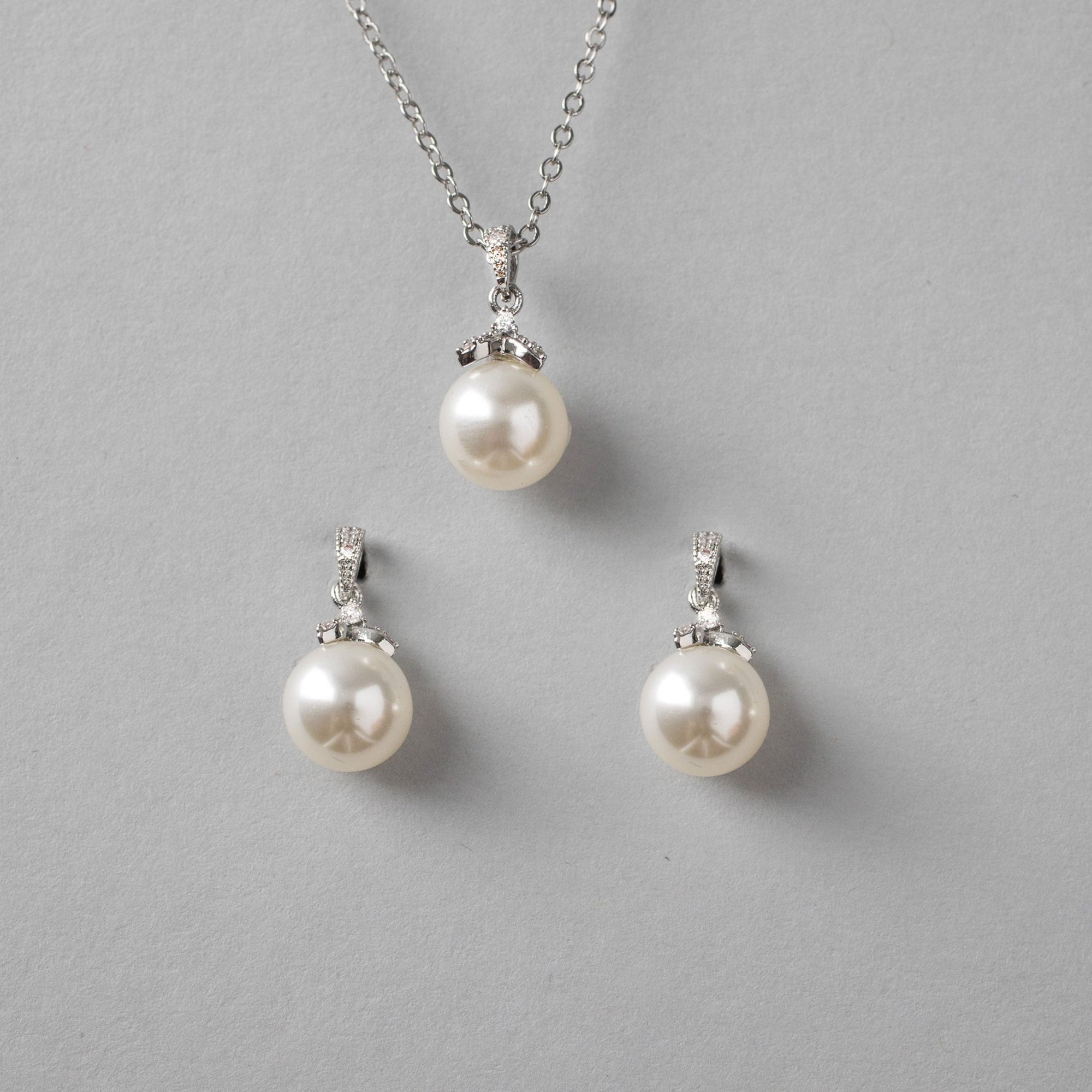 Pearl Pendant Necklace and Earrings Set - Necklace Set - Cassandra Lynne