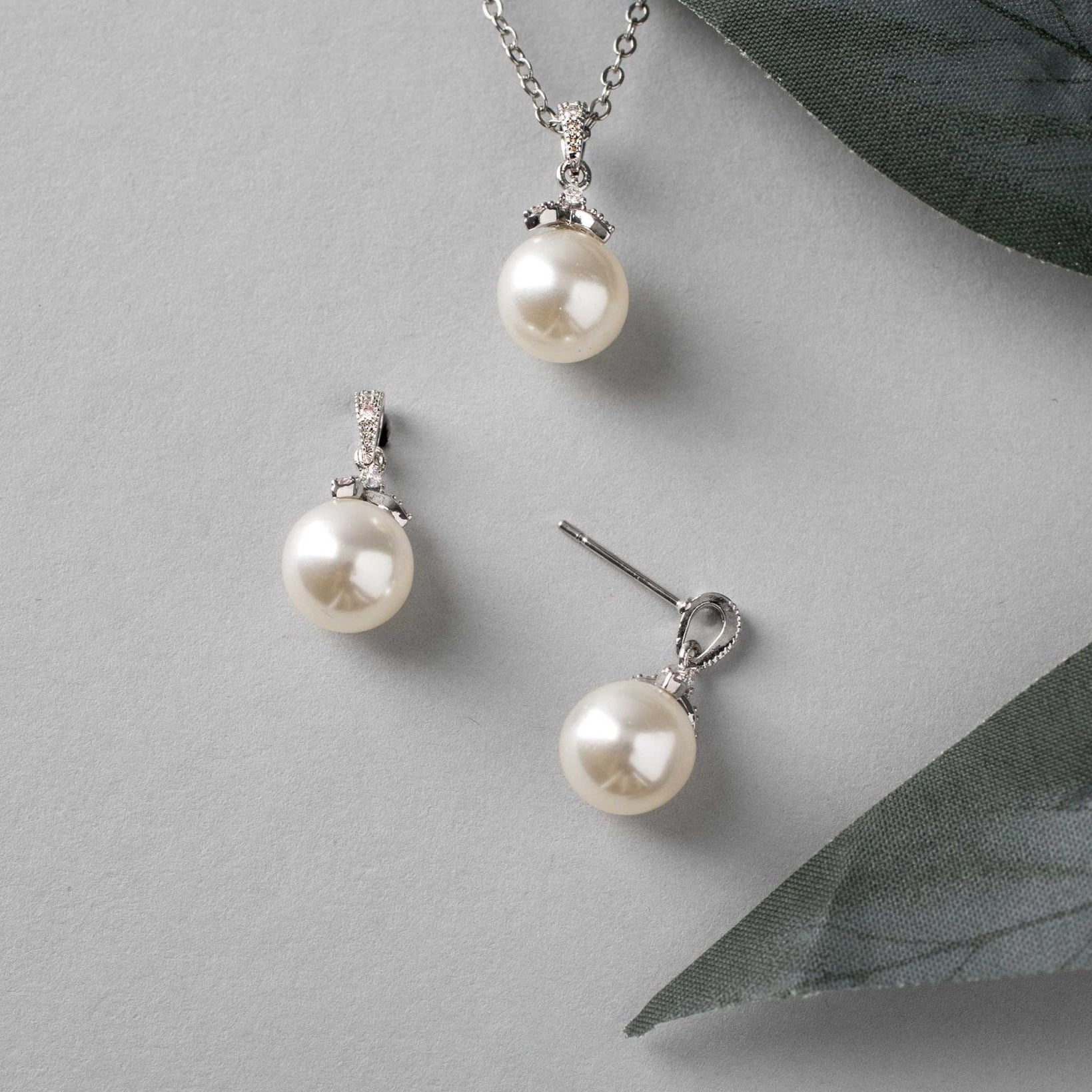 Pearl Pendant Necklace and Earrings Set - Necklace Set - Cassandra Lynne