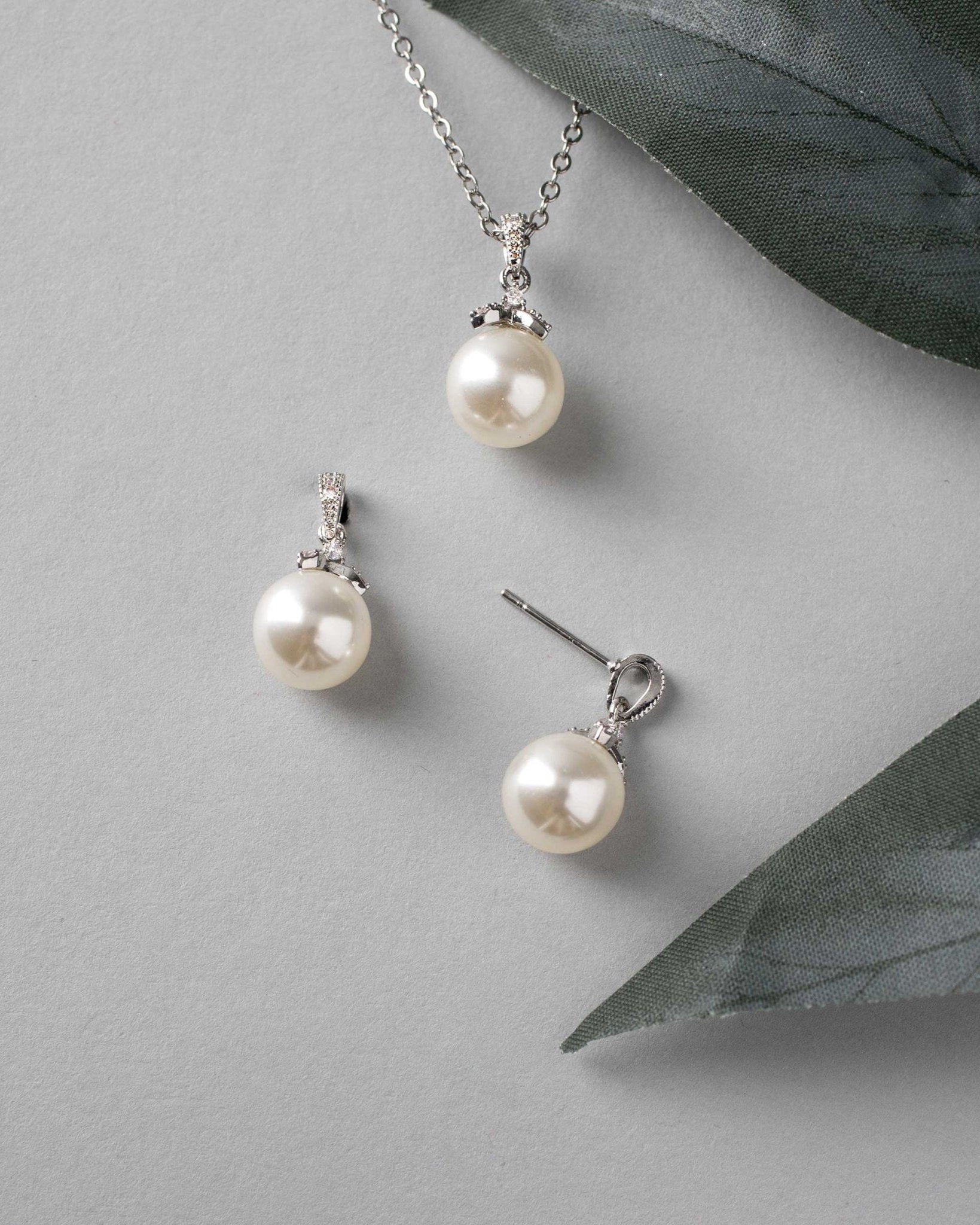 Pearl Pendant Necklace and Earrings Set - Necklace Set - Cassandra Lynne