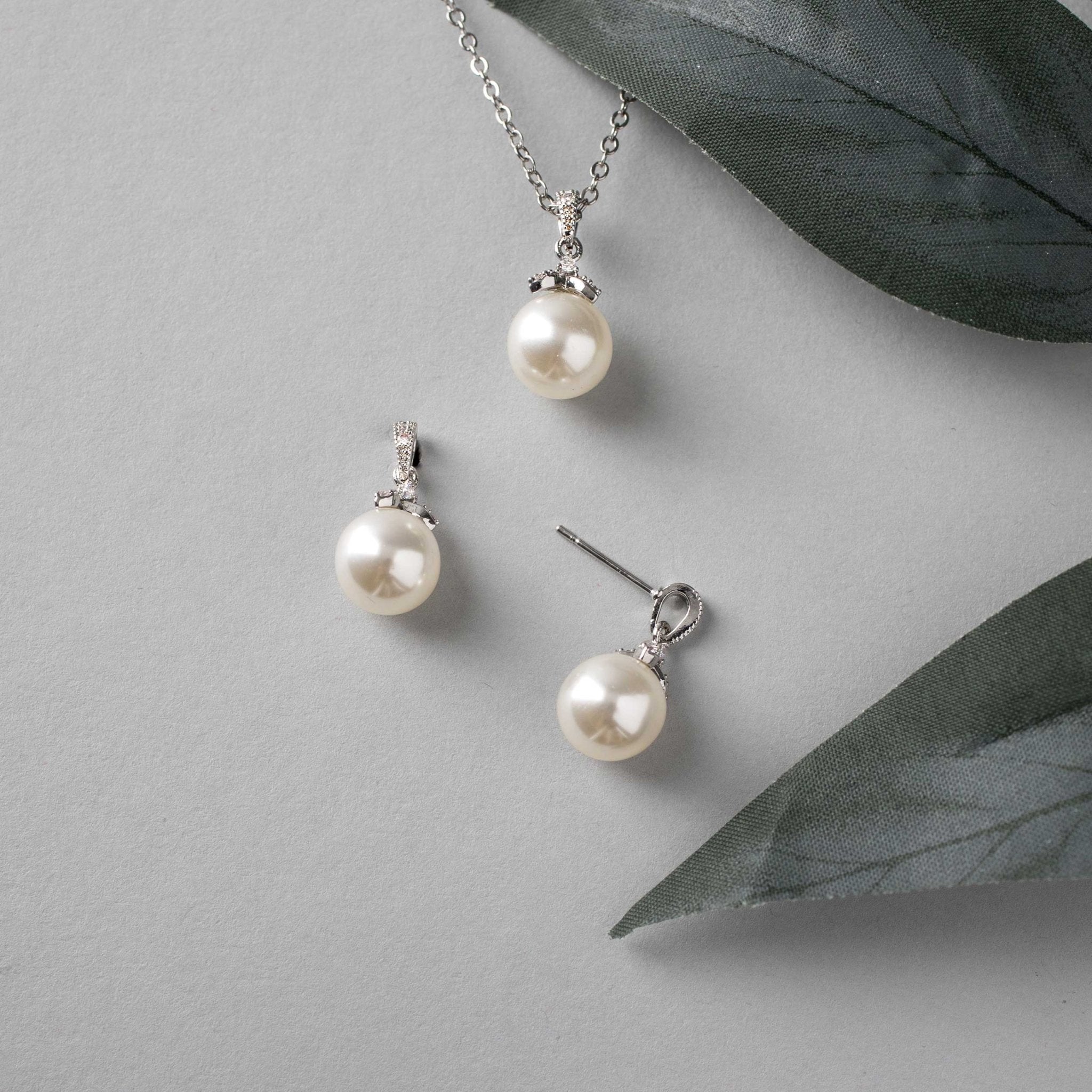 Pearl Pendant Necklace and Earrings Set - Necklace Set - Cassandra Lynne