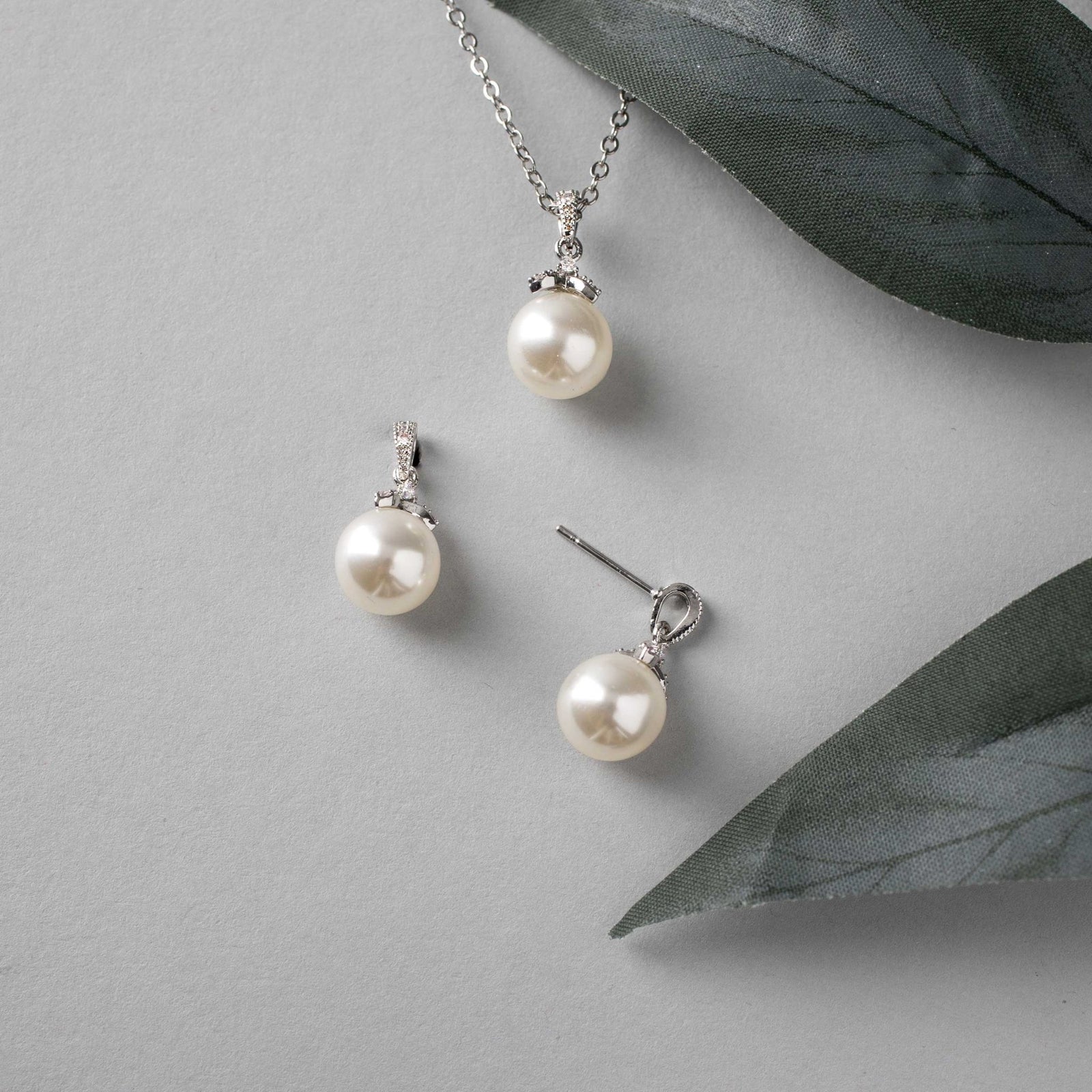 Pearl Pendant Necklace and Earrings Set - Necklace Set - Cassandra Lynne