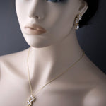Pearl Pendant Necklace and Earrings Set with CZ Jewels - Necklace Set - Cassandra Lynne