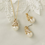 Pearl and CZ Wedding Jewelry Pendant Set