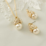 Pearl and CZ Wedding Jewelry Pendant Set