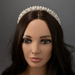 Pearl Wedding Crown with Rhinestones - Cassandra Lynne
