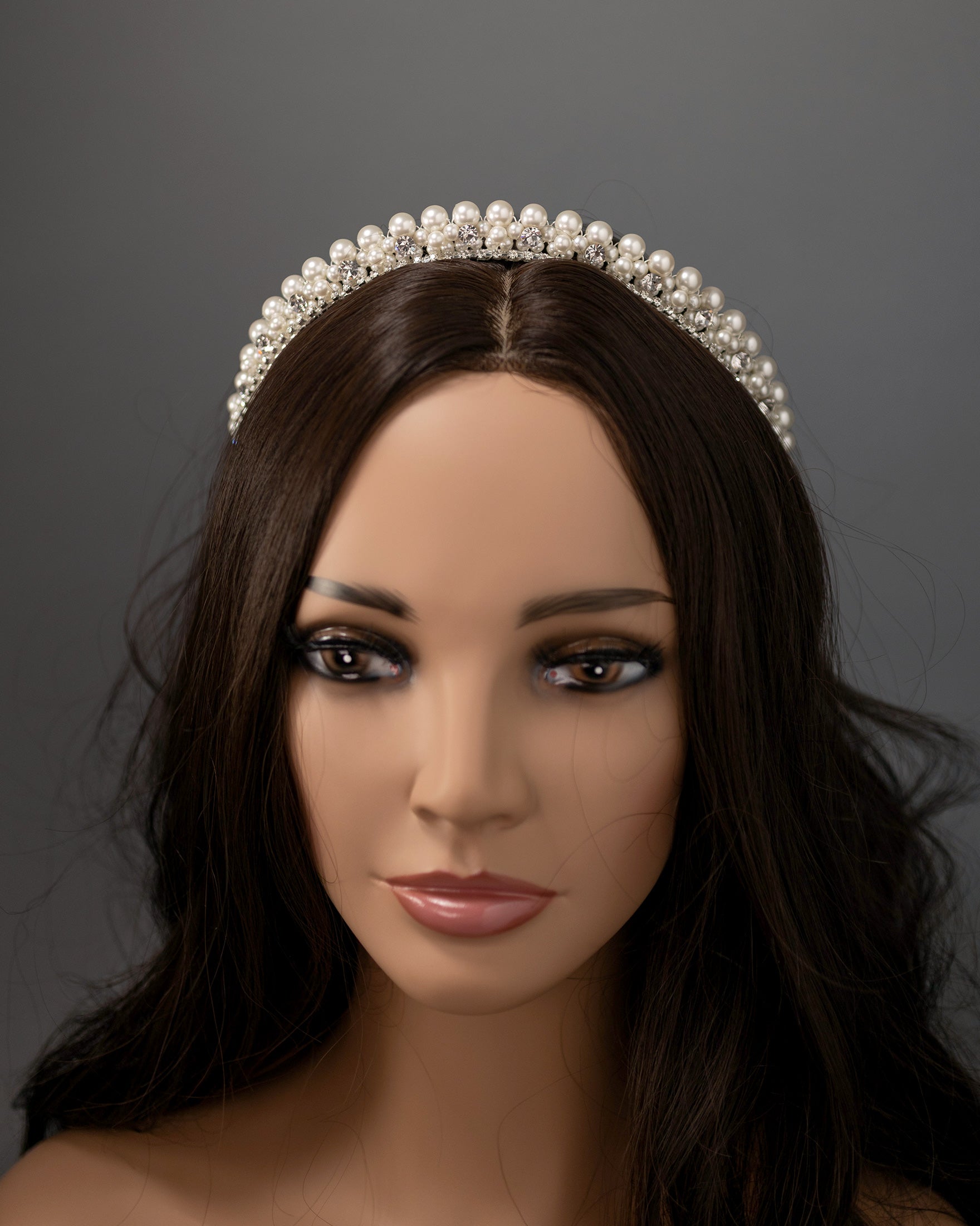 Pearl Wedding Crown with Rhinestones - Cassandra Lynne