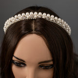 Pearl Wedding Crown with Rhinestones - Cassandra Lynne