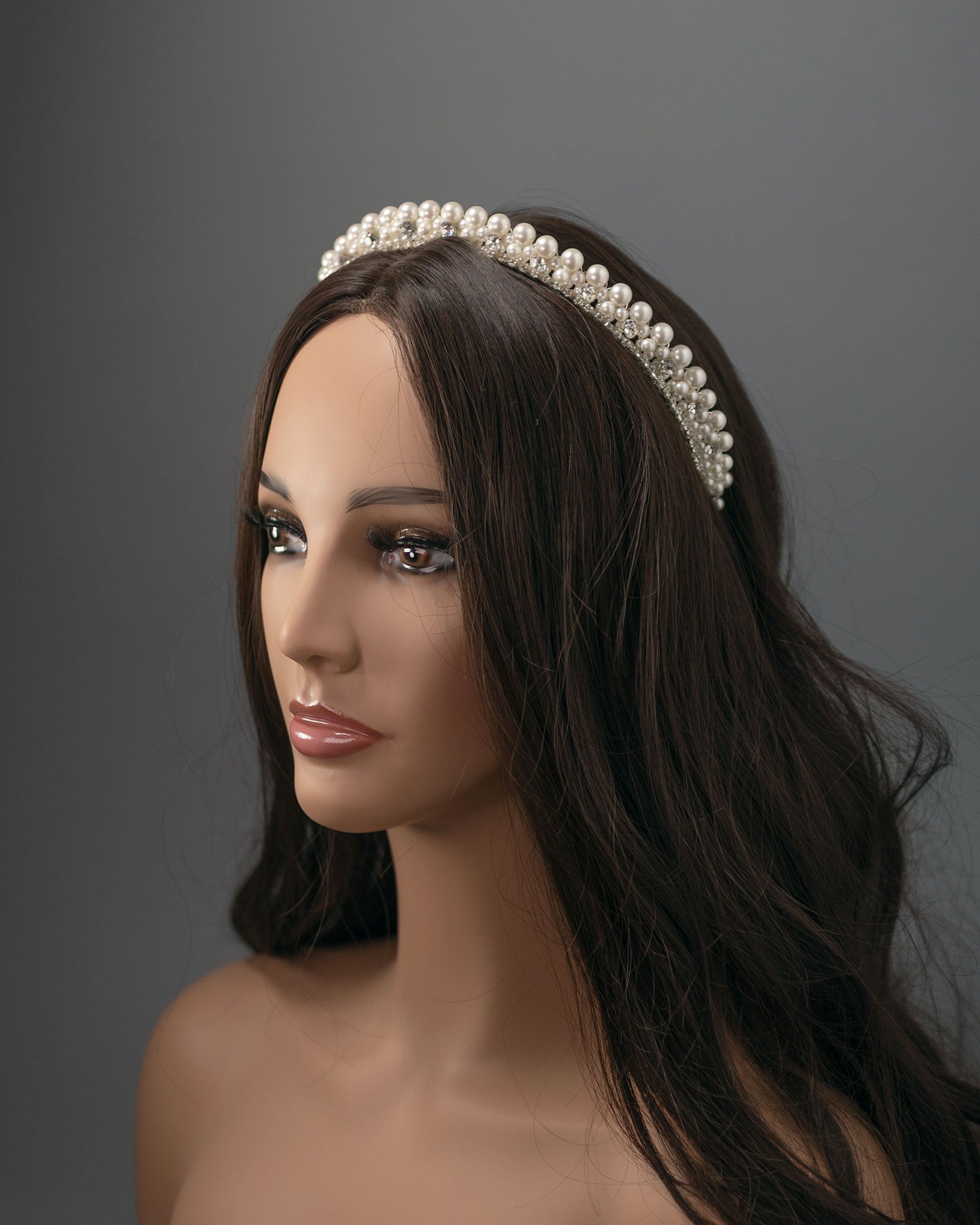 Pearl Wedding Crown with Rhinestones - Cassandra Lynne